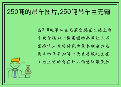 250吨的吊车图片,250吨吊车巨无霸