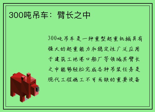 300吨吊车：臂长之中