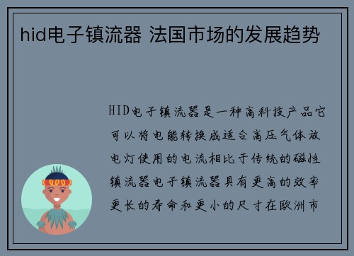 hid电子镇流器 法国市场的发展趋势