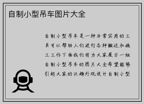 自制小型吊车图片大全